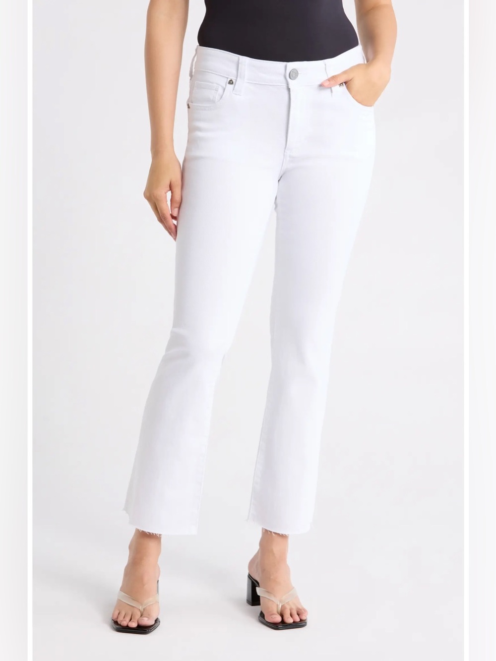 NWOT- KUT from the Kloth Nikki Mid Rise Ankle Jeans, white, size 14